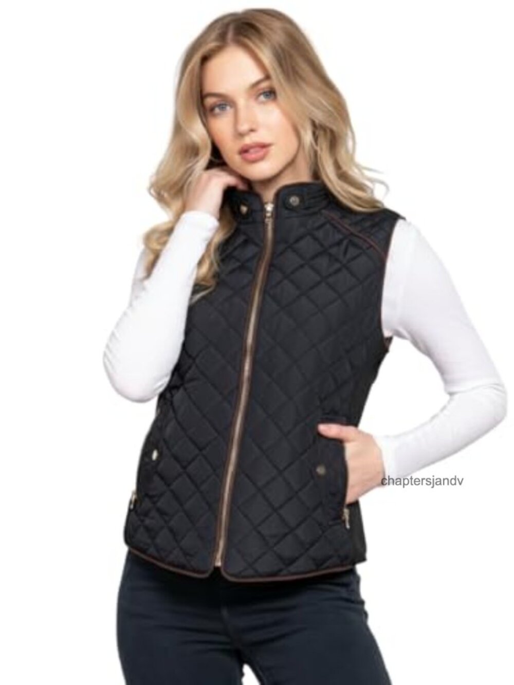Women's Quilted Padding Zip Up Vest Gilet Sleeveless Fitted